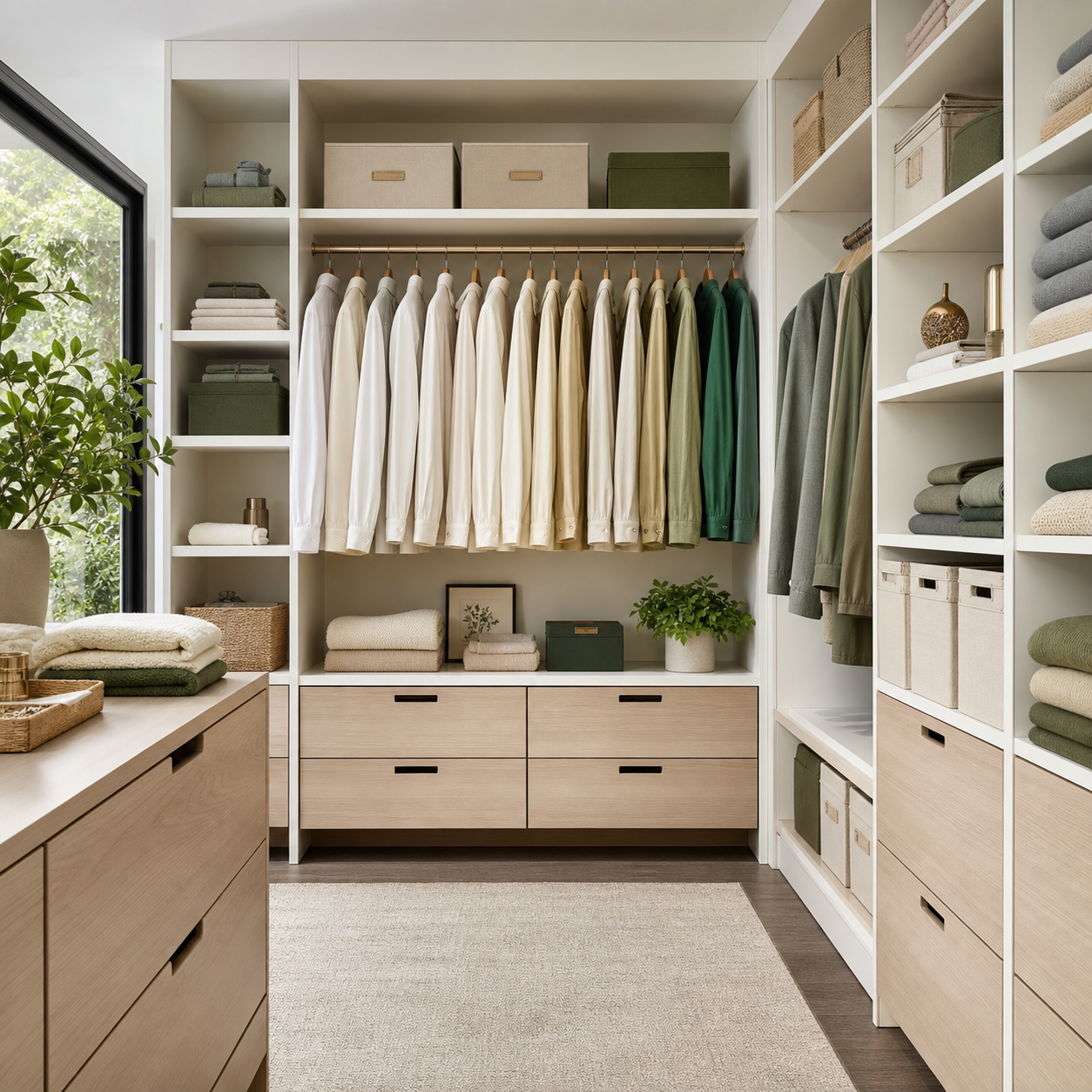 A professionally organized wardrobe